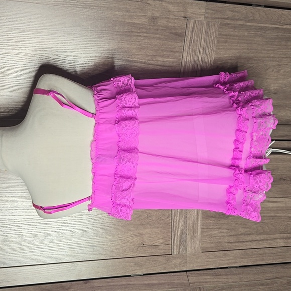 Victoria Secret Babydoll Langerie Pink Lace Trim Cami Top Night Gown - Picture 4 of 8